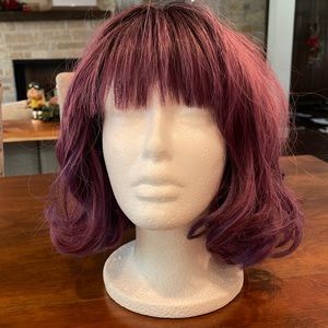 Purple ombré bob wig with bangs